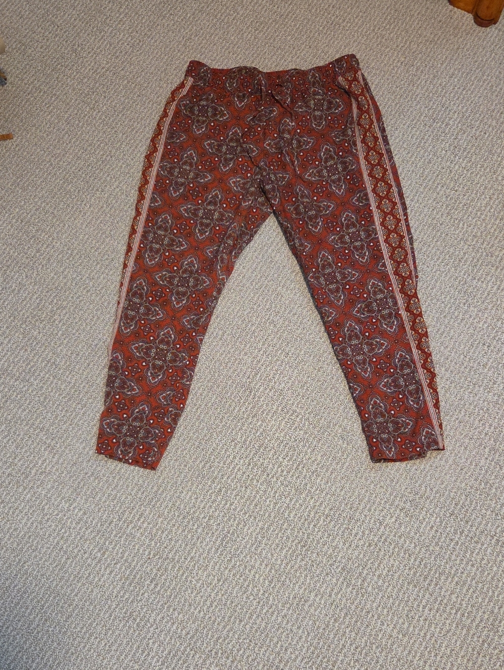 Rust Paisley Print Jogger Pants